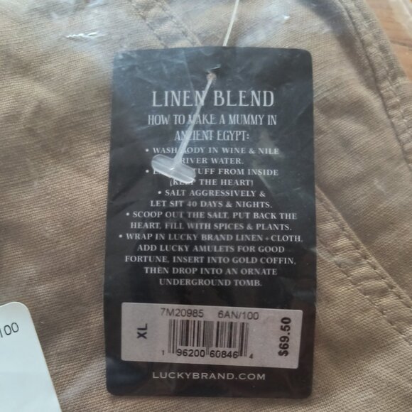 Men's Lucky Brand XL 7" Linen Blend Tan Shorts NWT - Picture 5 of 5
